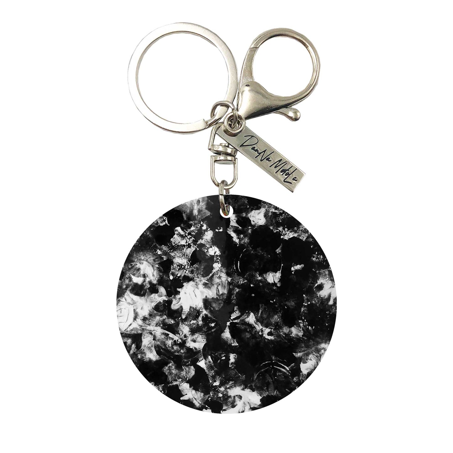 Keychain - Circle - Black Marble