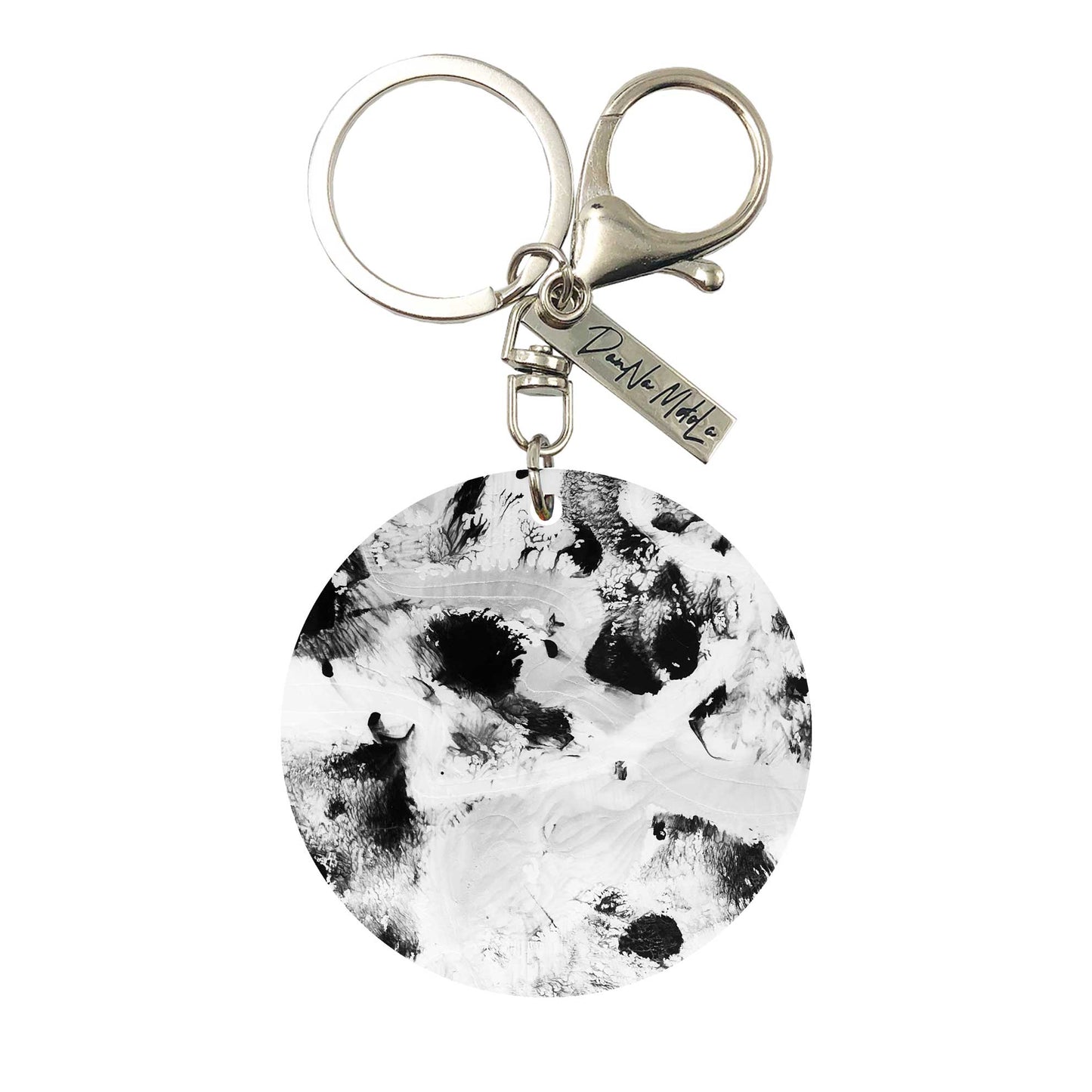 Keychain - Circle - White Marble